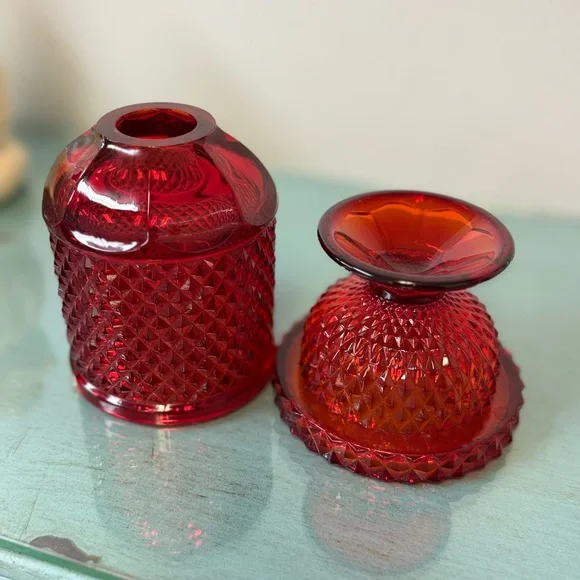 Vintage Viking Glass
Ruby Red Diamond Point Fairy Lamp - Picture 2 of 3